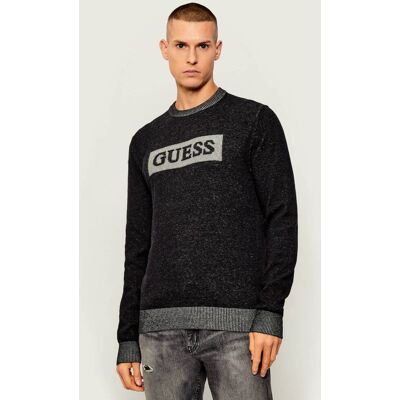 Guess Sweter JACK Regular Fit z dodatkiem wełny czarny L Guess Sweter JACK Regular Fit z dodatkiem wełny czarny L
