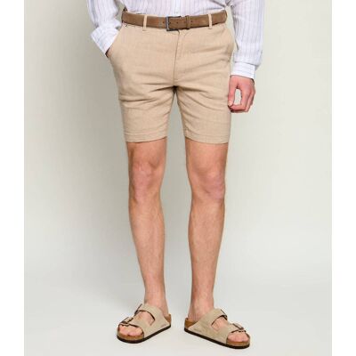 Boss BLACK Lniane szorty chino Kane Regular Fit beżowy 34 Boss BLACK Lniane szorty chino Kane Regular Fit beżowy 34