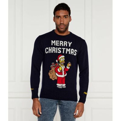 ST.Barth Sweter Heron ST. BARTH X THE SIMPSONS Regular Fit z dodatkiem wełny i kaszmiru granatowy XXL ST.Barth Sweter Heron ST. BARTH X THE SIMPSONS Regular Fit z dodatkiem wełny i kaszmiru granatowy XXL