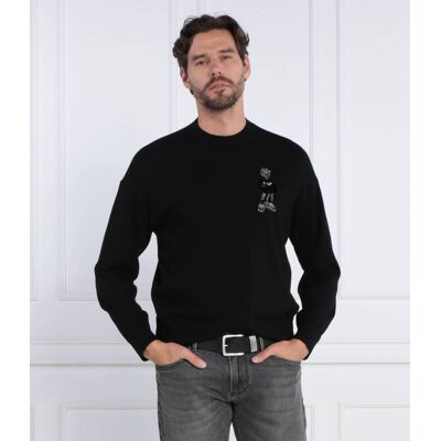 Giorgio Armani Emporio Armani Wełniany sweter PULLOVER czarny XL Giorgio Armani Emporio Armani Wełniany sweter PULLOVER czarny XL