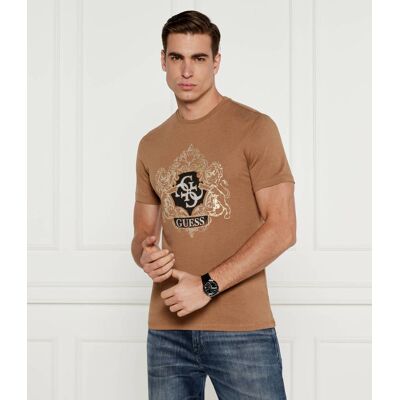 Guess T-shirt Slim Fit brązowy L Guess T-shirt Slim Fit brązowy L