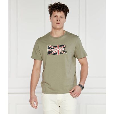 Pepe Jeans London T-shirt Regular Fit oliwkowy S Pepe Jeans London T-shirt Regular Fit oliwkowy S