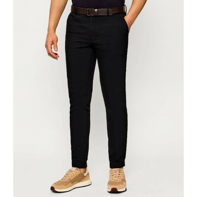 Boss BLACK Lniane spodnie chino H-Kane1-RDS Regular Fit czarny 30/32 Boss BLACK Lniane spodnie chino H-Kane1-RDS Regular Fit czarny 30/32