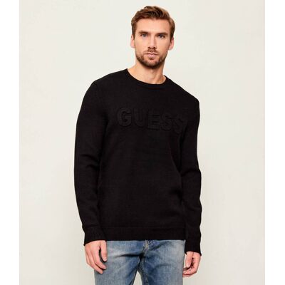 Guess Sweter Regular Fit czarny XXL Guess Sweter Regular Fit czarny XXL