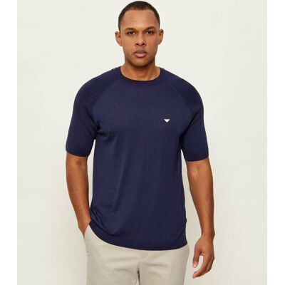 Giorgio Armani Emporio Armani Sweter Regular Fit z dodatkiem jedwabiu granatowy XXL Giorgio Armani Emporio Armani Sweter Regular Fit z dodatkiem jedwabiu granatowy XXL