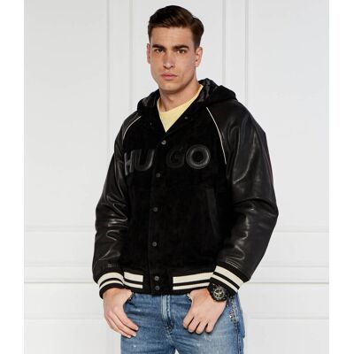 HUGO Kurtka bomber Loder Regular Fit zamsz czarny XL HUGO Kurtka bomber Loder Regular Fit zamsz czarny XL