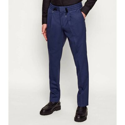 HUGO Wełniane spodnie Getlin251F3 Slim Fit granatowy 52 HUGO Wełniane spodnie Getlin251F3 Slim Fit granatowy 52
