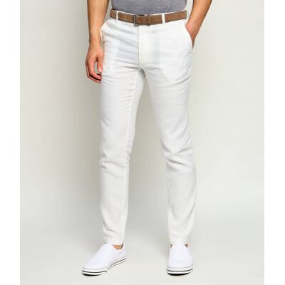 Boss BLACK Lniane spodnie chino Kane Regular Fit biały 31/32 Boss BLACK Lniane spodnie chino Kane Regular Fit biały 31/32