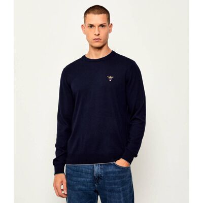 Aeronautica Militare Wełniany sweter Regular Fit granatowy L Aeronautica Militare Wełniany sweter Regular Fit granatowy L
