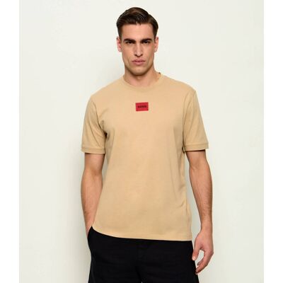 HUGO T-shirt Diragolino212 Regular Fit beżowy XS HUGO T-shirt Diragolino212 Regular Fit beżowy XS