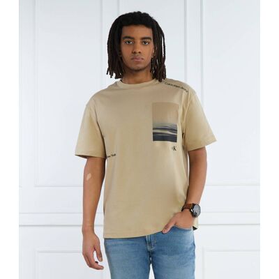 Calvin Klein Jeans T-shirt SERENITY BACK GRAPHIC Regular Fit beżowy M Calvin Klein Jeans T-shirt SERENITY BACK GRAPHIC Regular Fit beżowy M