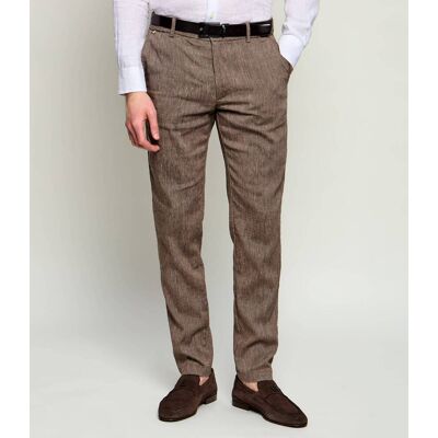 Boss BLACK Lniane spodnie chino H-Kane1-RDS Modern fit brązowy 30/32 Boss BLACK Lniane spodnie chino H-Kane1-RDS Modern fit brązowy 30/32