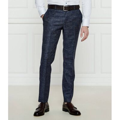 Boss BLACK Wełniane spodnie H-Genius-251 Slim Fit z dodatkiem lnu granatowy 48 Boss BLACK Wełniane spodnie H-Genius-251 Slim Fit z dodatkiem lnu granatowy 48