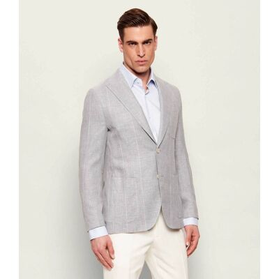 Eleventy Lniana Marynarka Slim Fit z dodatkiem jedwabiu i wełny błękitny 54 Eleventy Lniana Marynarka Slim Fit z dodatkiem jedwabiu i wełny błękitny 54