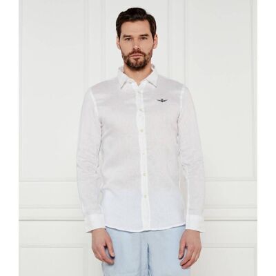 Aeronautica Militare Lniana koszula Regular Fit biały XXL Aeronautica Militare Lniana koszula Regular Fit biały XXL
