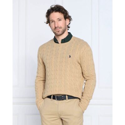 Polo Ralph Lauren Wełniany sweter Slim Fit z dodatkiem kaszmiru brązowy XXL Polo Ralph Lauren Wełniany sweter Slim Fit z dodatkiem kaszmiru brązowy XXL