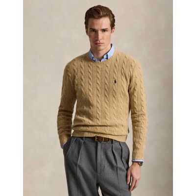 Polo Ralph Lauren Wełniany sweter Slim Fit z dodatkiem kaszmiru brązowy L Polo Ralph Lauren Wełniany sweter Slim Fit z dodatkiem kaszmiru brązowy L