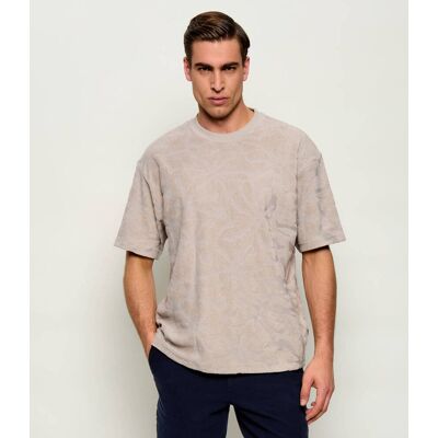 Boss ORANGE T-shirt Te_Flower Regular Fit frotté beżowy L Boss ORANGE T-shirt Te_Flower Regular Fit frotté beżowy L