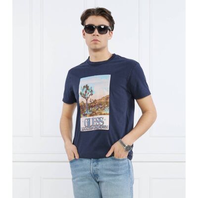 Guess T-shirt DESERT PHOTO Regular Fit granatowy M Guess T-shirt DESERT PHOTO Regular Fit granatowy M
