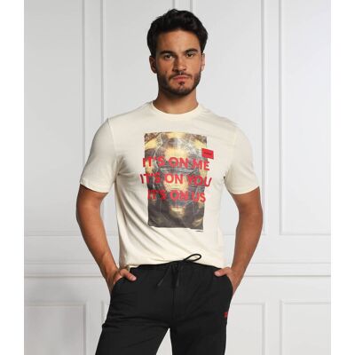 HUGO T-shirt Dinseng Straight fit kremowy XS HUGO T-shirt Dinseng Straight fit kremowy XS