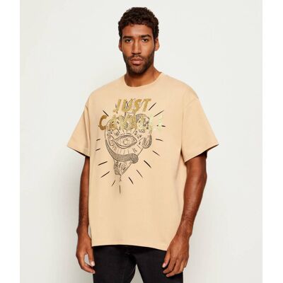 Just Cavalli T-shirt Relaxed fit beżowy XXL Just Cavalli T-shirt Relaxed fit beżowy XXL