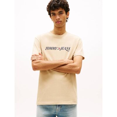 Tommy Jeans T-shirt Vintage Regular Fit beżowy S Tommy Jeans T-shirt Vintage Regular Fit beżowy S
