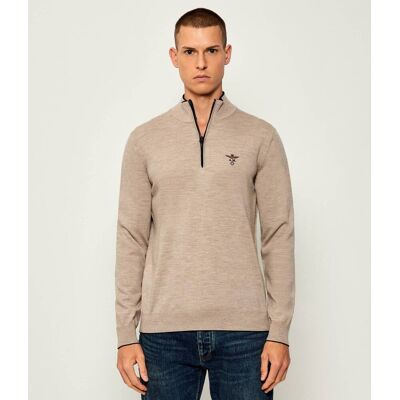 Aeronautica Militare Wełniany sweter Regular Fit beżowy XL Aeronautica Militare Wełniany sweter Regular Fit beżowy XL