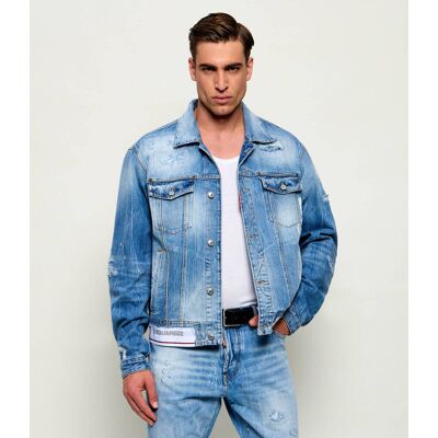 Dsquared2 Jeansowa kurtka bomber Over Oversize fit niebieski 54 Dsquared2 Jeansowa kurtka bomber Over Oversize fit niebieski 54