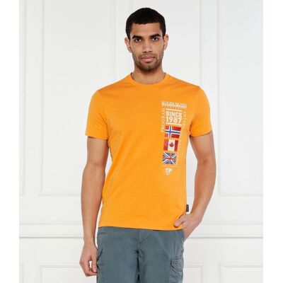 Napapijri T-shirt S-TURIN Regular Fit pomarańczowy L Napapijri T-shirt S-TURIN Regular Fit pomarańczowy L
