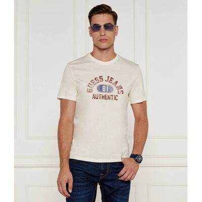 Guess Jeans T-shirt Slim Fit beżowy L Guess Jeans T-shirt Slim Fit beżowy L