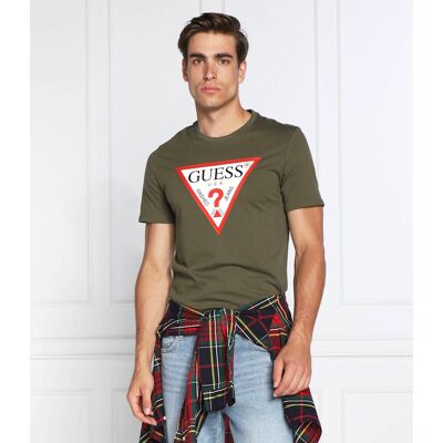 Guess T-shirt Slim Fit oliwkowy L Guess T-shirt Slim Fit oliwkowy L