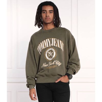 Tommy Jeans Bluza TJM BOXY LUXE VARSITY CREW Regular Fit zielony S Tommy Jeans Bluza TJM BOXY LUXE VARSITY CREW Regular Fit zielony S
