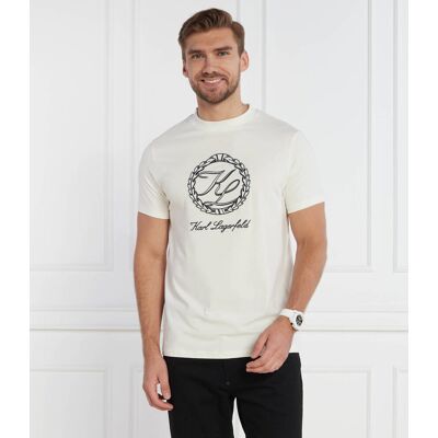 Karl Lagerfeld T-shirt Regular Fit kremowy S Karl Lagerfeld T-shirt Regular Fit kremowy S