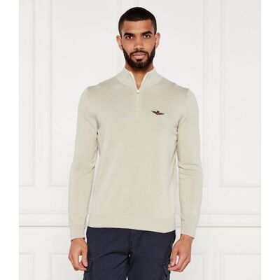 Aeronautica Militare Sweter Regular Fit beżowy M Aeronautica Militare Sweter Regular Fit beżowy M