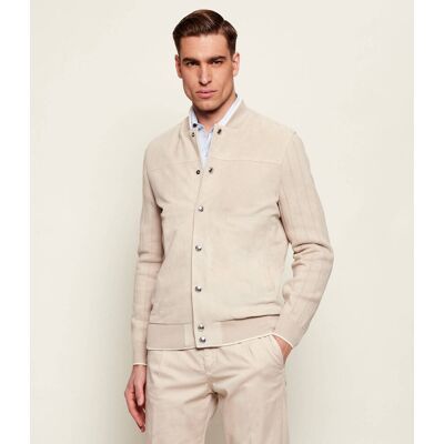 Eleventy Kurtka bomber Regular Fit zamsz beżowy 52 Eleventy Kurtka bomber Regular Fit zamsz beżowy 52