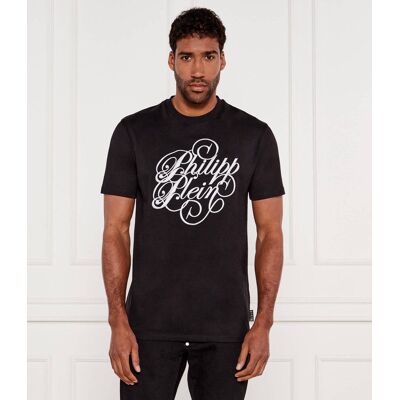 Philipp Plein T-shirt Coursive Regular Fit czarny XXL Philipp Plein T-shirt Coursive Regular Fit czarny XXL