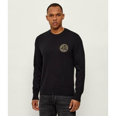 Versace Jeans Couture Sweter Slim Fit z dodatkiem kaszmiru czarny XXL Versace Jeans Couture Sweter Slim Fit z dodatkiem kaszmiru czarny XXL