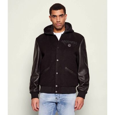 Philipp Plein Kurtka bomber Regular Fit z dodatkiem skóry czarny M Philipp Plein Kurtka bomber Regular Fit z dodatkiem skóry czarny M
