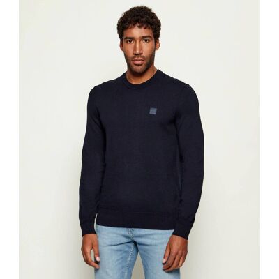 Boss ORANGE Sweter Kanovano_S Regular Fit z dodatkiem kaszmiru granatowy S Boss ORANGE Sweter Kanovano_S Regular Fit z dodatkiem kaszmiru granatowy S