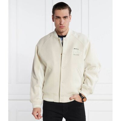 Tommy Jeans Ocieplana kurtka bomber Loose fit z dodatkiem wełny beżowy L Tommy Jeans Ocieplana kurtka bomber Loose fit z dodatkiem wełny beżowy L