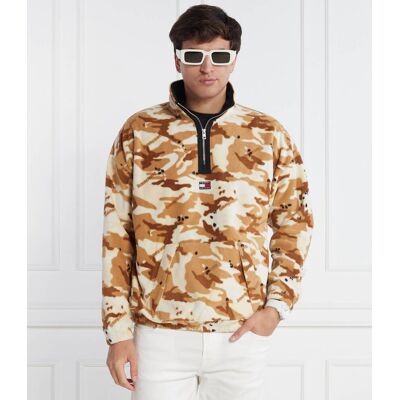 Tommy Jeans Polarowa bluza CAMO Oversize fit brązowy M Tommy Jeans Polarowa bluza CAMO Oversize fit brązowy M