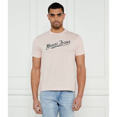 Guess Jeans T-shirt 1981 Regular Fit pudrowy róż L Guess Jeans T-shirt 1981 Regular Fit pudrowy róż L