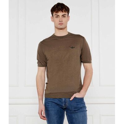 Aeronautica Militare Lniany sweter Regular Fit khaki XXL Aeronautica Militare Lniany sweter Regular Fit khaki XXL
