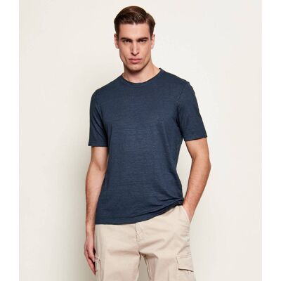 Gran Sasso Lniany t-shirt Regular Fit granatowy 56 Gran Sasso Lniany t-shirt Regular Fit granatowy 56