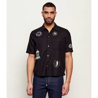 AllSaints Koszula KARLTON Relaxed fit z dodatkiem lnu czarny XL AllSaints Koszula KARLTON Relaxed fit z dodatkiem lnu czarny XL