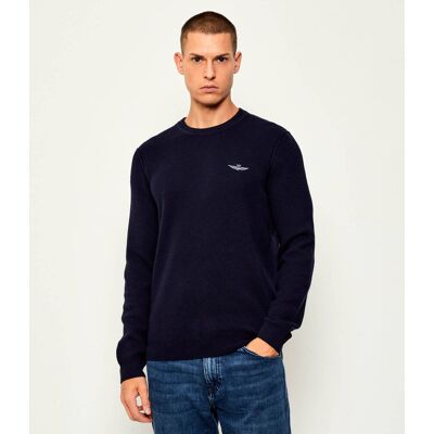 Aeronautica Militare Sweter Regular Fit z dodatkiem wełny granatowy XXL Aeronautica Militare Sweter Regular Fit z dodatkiem wełny granatowy XXL