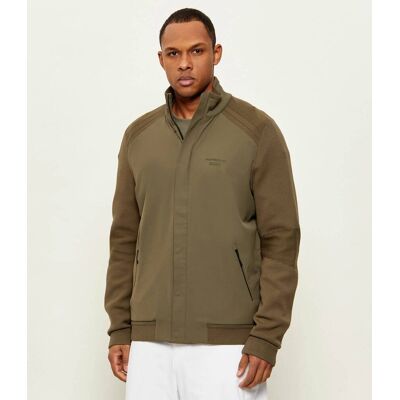 GREEN Sweter KN_PS Spirit70 HY Boss x Porsche Regular Fit z dodatkiem jedwabiu khaki XL GREEN Sweter KN_PS Spirit70 HY Boss x Porsche Regular Fit z dodatkiem jedwabiu khaki XL