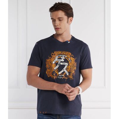 Guess T-shirt JAPANESE IDEOG Regular Fit granatowy L Guess T-shirt JAPANESE IDEOG Regular Fit granatowy L