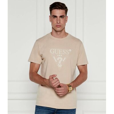 Guess T-shirt Regular Fit beżowy XL Guess T-shirt Regular Fit beżowy XL