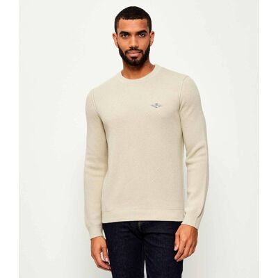 Aeronautica Militare Sweter Regular Fit z dodatkiem wełny beżowy XXXL Aeronautica Militare Sweter Regular Fit z dodatkiem wełny beżowy XXXL